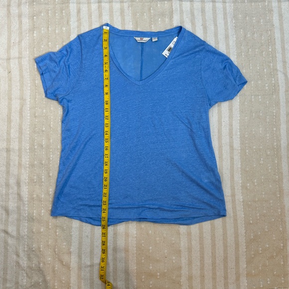 Vineyard Vines Blue 100% Linen v neck t shirt size small - Picture 7 of 9